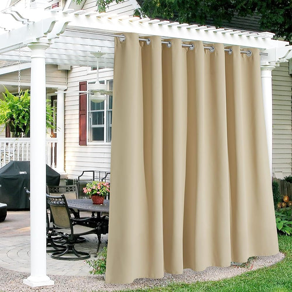 RYB HOME Extra Wide Outdoor Curtains for Patio Waterproof Windproof Blackout Curtains for Porch Pergola Arbor Lanai Pool House outside Deck, 100