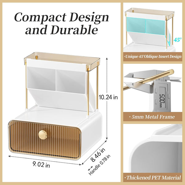 2-Tier Makeup Organizers Countertop,Versatile Bathroom Counter Organizer,Cosmetic Make up Organizers for Vanity,Cute Skincare Organizer (Blush)