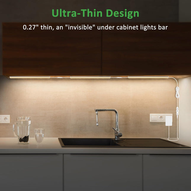 Maylit under Cabinet Lights Plug In, 3 Pcs 12 Inch Ultra Thin under Cabinet Ligh