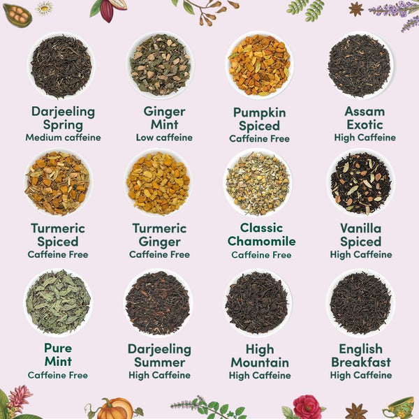 VAHDAM, Assorted Tea Gift Set | Classic Box - 24 Unique Flavor in Individually Wrapped Pyramid Tea Bags | Ideas for Tea Lovers | Gifts for Women & Men
