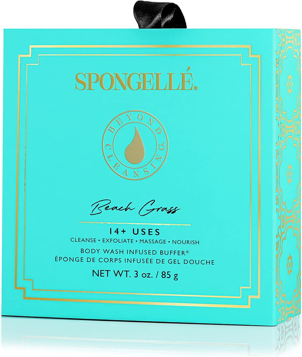 SPONGELLÃ Boxed Flower Shower Body Wash Infused Buffer, Beach Grass