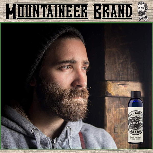 Mountaineer Brand Beard Grooming Kit | Beard Oil (2Oz), Conditioning Balm (2Oz), Wash (4Oz), and Brush | Mustache Growth Kit for Men, WV Coal Scented