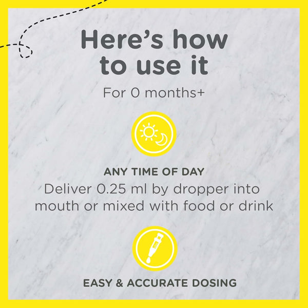 Zarbee'S Vitamin D Drops for Infants, 400IU (10Mcg) Baby & Toddler Liquid Supplement, Newborn & Up, Dropper Syringe Included, 0.47 Fl Oz