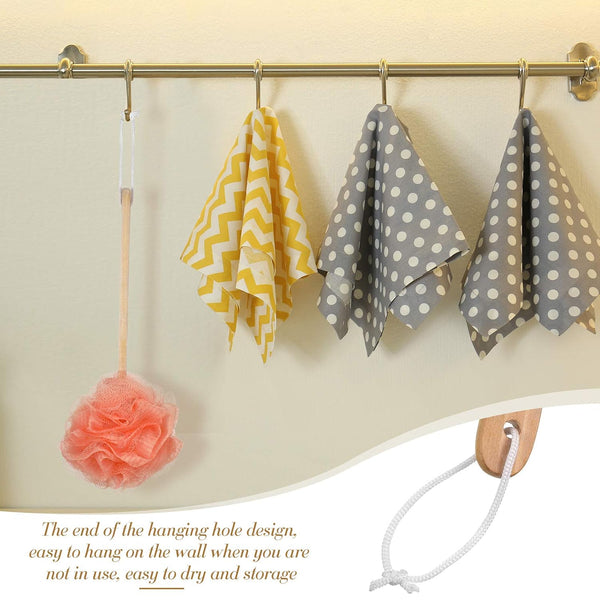 4 Pieces Loofah Back Scrubber Bath Sponge with Wooden Handle Long Handle Sponge Mesh on a Stick for Shower Exfoliating Bath Body Brush Luffa Back