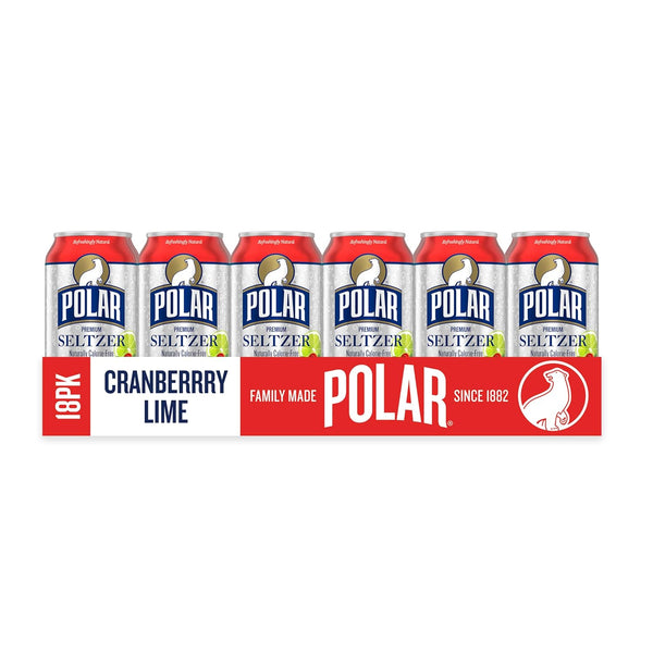 Polar Seltzer Water Cranberry Lime, 12 Fl Oz Cans, 18 Pack