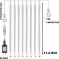 Dazzle Bright 4th of July Lights Decorations, 288LED Red Blue and White Meteor Shower Rain Lights 12Inch 8 Tubes, Waterproof Plug in Falling Rain
