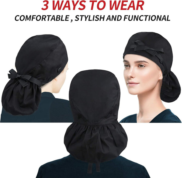 ABAMERICA Scrub Caps for Women Surgical Caps Nurse Hat Functional Ponytail Holder for Long Hair Single or Satin-Lined A- 69 Satin Lined Purple