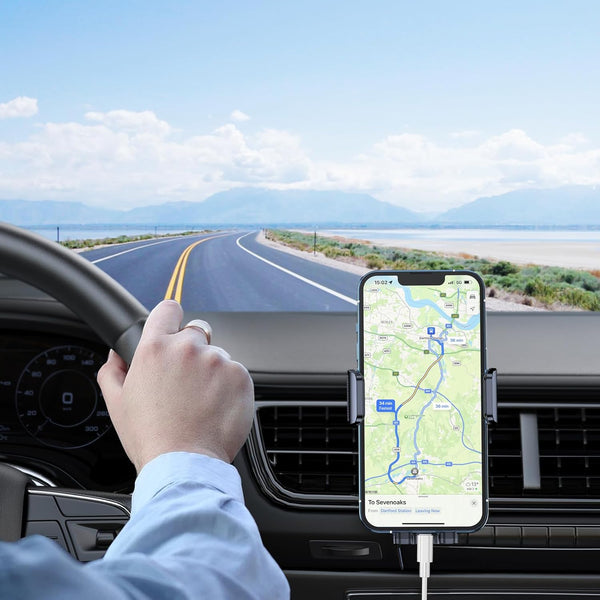 Car Phone Holder Mount, Super Stable Air Vent Cell Phone Car Mount with 2025 Metal Hook Clip, 360Â° Rotation,One Button Release for Iphone,
