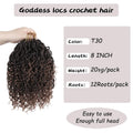 Vemet Goddess Locs Crochet Hair,8 Inch 9 Packs Faux Locs Synthetic Crochet Hair, Boho Style Pre looped crochet with Curly Ends 8 Inch(Pack of 9) T30