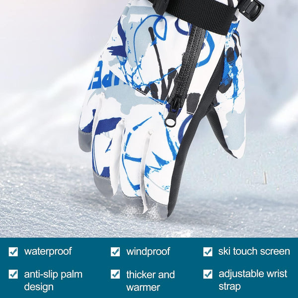 American Trends Ski Gloves for Men Women Waterproof Snow Ski Gloves for Winter Snowboard