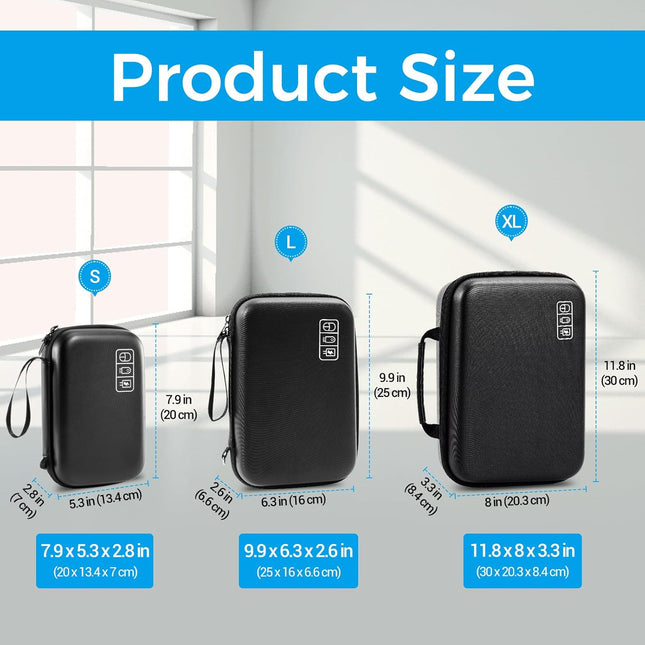 Procase Hard Travel Electronic Organizer Case for Macbook Power Adapter Chargers Cables Power Bank Apple Magic Mouse App