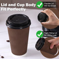 16 oz Insulated Disposable Paper Coffee Cups with Lids 50 Pack | Triple Ripple Wall Reduces Heat Transfer, Brown To Go Coffee Cup For Hot