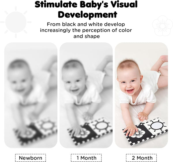 URMYWO Black and White Baby Toys, Tummy Time High Contrast Newborn Toys 0-3 Months, Soft Baby Book, Visual Stimulation Montessori Sensory Infant