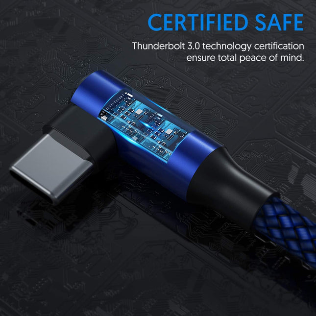 USB C Cable 90 Degree Right Angle[2Pack 10FT], USB a to Type C Nylon Braided Fast Charging Cable for Samsung Galaxy S22 