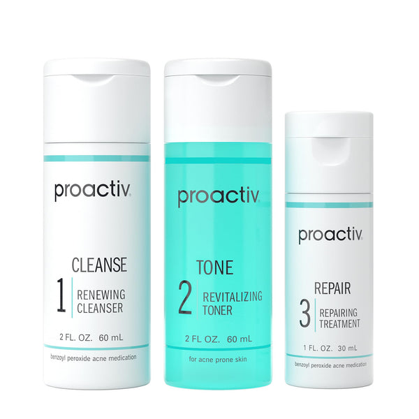 Proactiv 3 Step Acne Treatment - Benzoyl Peroxide Face Wash, Repairing Acne Spot Treatment for Face and Body, Exfoliating Toner - 30 Day Complete