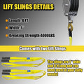 Block and Tackle 4400LBS Breaking Strength Heavy Duty Pulley Hoist, 65 Ft Rope, 7:1 Lifting Power, 2 Pcs 8 Ft Lift Sling (Black)