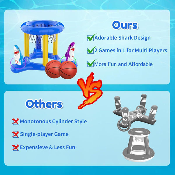 Pool Games Toys Set for Kids, Floating Pool Basketball Hoops & Pool Ring Toss Game, Swimming Pool Toys for Kids Ages 4-8 8-12, Teens, Adults and