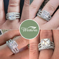 Wuziwen Wedding Ring Sets Princess Cut Engagement Rings for Women Sterling Silver Cubic Zirconia Moissanite Women's Bridal Ring Band Set