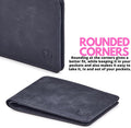 Wallet for Men Bifold Real Leather RFID Blocking Front Pocket Ultra Slim & Thin Stylish Minimalist with ID Window in Gift Box (Crazy Horse, Navy)