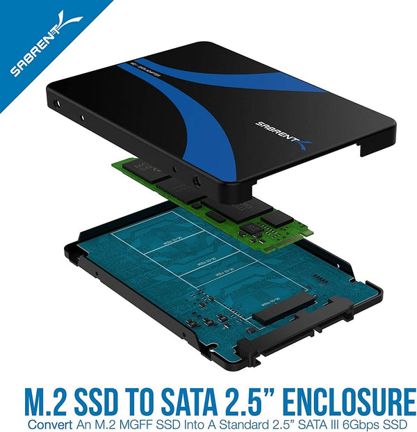 SABRENT M.2 SATA SSD to 2.5 Inch SATA III Aluminum Enclosure Adapter (EC-M2SA) [Not NVMe] M.2 to SATA