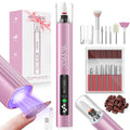 Cordless Nail Drill Electric File with UV Nail Lamp: Professional for Acrylic Gel Dip Powder Nails Portable Nail Drill Machine Kit for Manicure