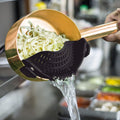 AUOON Clip On Strainer Silicone for All Pots, Standard 8.86 x 3.55in, Black | Food-grade BPA-free, Fits Pots Pans Bowls, Dishwasher Safe, for