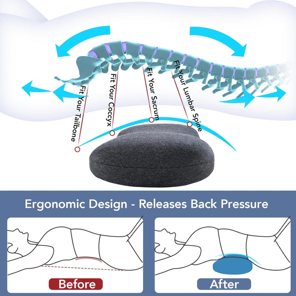Hapiclody Lumbar Support Pillow for Sleeping Memory Foam Lumbar Pillow for Lower Back Pain Relief Back Support Pillow for Side,Back and Stomach