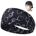ABAMERICA Headbands with Button for Mask, Wide Nurses Headbands Non Slip Elastic Ear Protection for Women Men Doctors Sweatband Headband A-74