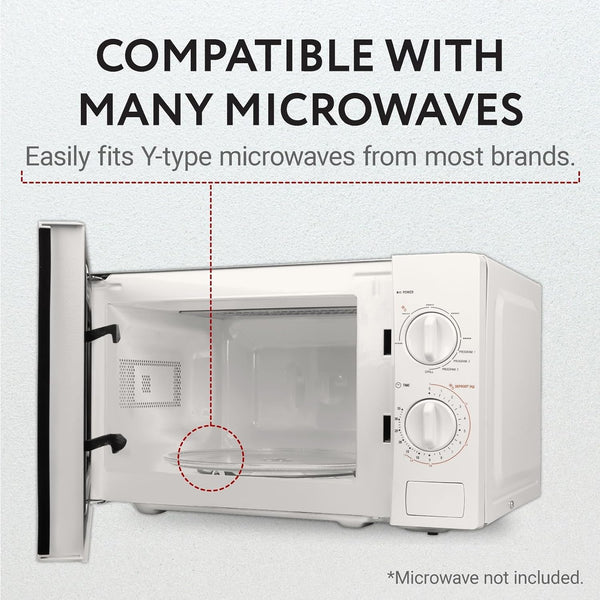 IMPRESA Microwave Glass Plate Replacement - 9.6-Inch Clear Tempered Glass Microwave Tray with 3-Part Coupler & Centerpiece - Compatible with LG,