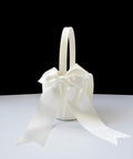ATAILOVE 2 PCS Flower Girl Baskets Set- Cute Cherish Wedding Flower Baskets (Ivory) | Simple Bow Series,Flower Basket for Wedding Ceremony 2 Baskets
