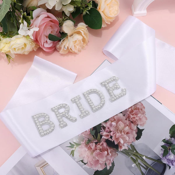 Chanaco Bride to Be Sash Bachelorette Party Favors Decorations Wedding Accessories White Veil Bridal Shower Sashes Gifts A.white