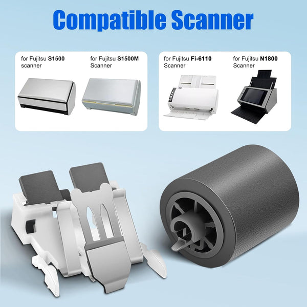 PA03586-0001 PA03586-002 Pick Roller and Pad Assembly [2025 New Version] for Fujitsu S1500 Roller S1500M Fi-6110 N1800 Scanners