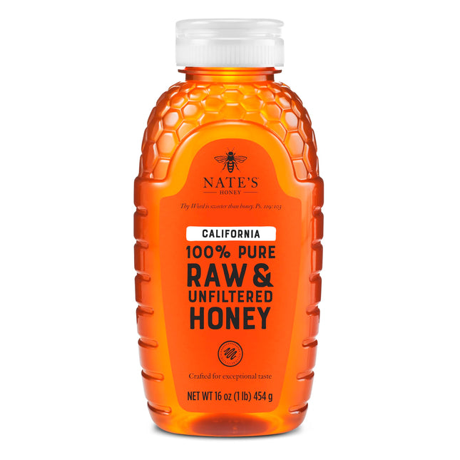 Nate'S California 100% Pure, Raw & Unfiltered Honey - 16 Oz. Squeeze Bottle - Al