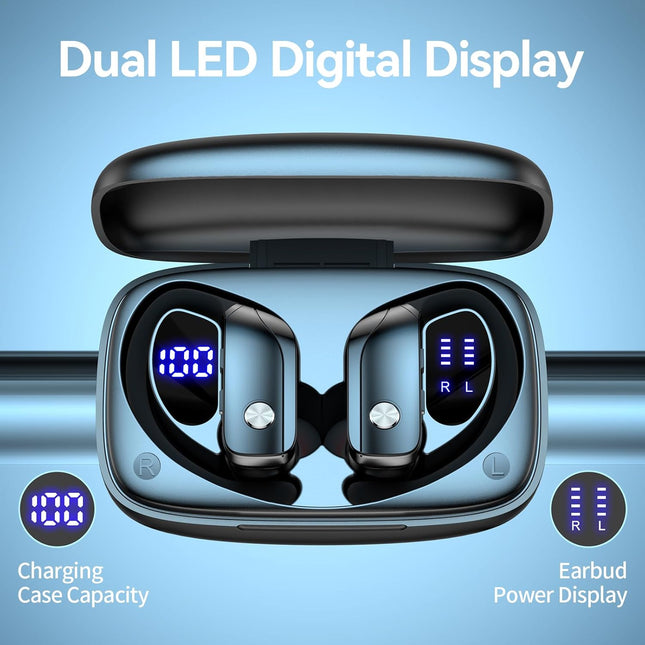 Bmani Wireless Earbuds Bluetooth Headphones 48Hrs Play Back Sport Earphones with LED Display Over-Ear Buds with Earhooks