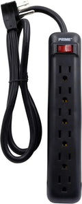 Prime Wire & Cable PB922009 6-Outlet Power Strip with Right Angle Plug and 14-3 SJT 3-Feet Cord,Black