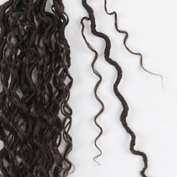 Vemet Goddess Locs Crochet Hair,8 Inch 9 Packs Faux Locs Synthetic Crochet Hair, Boho Style Pre looped crochet with Curly Ends 8 Inch(Pack of 9) #4