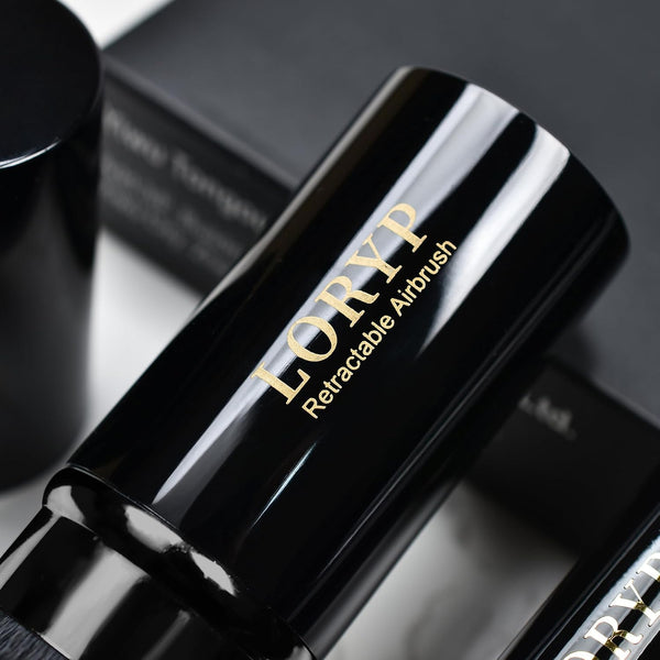 LORYP Retractable Kabuki Foundation Brush 2 Pack Travel Makeup Brush Set Light Black
