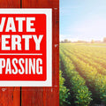 8 Pack Private Property No Trespassing Sign 9 x 12 Inch Weatherproof, Water Resistant, Easy to Mount, Durable Ink, Indoor and Outdoor Keep, for