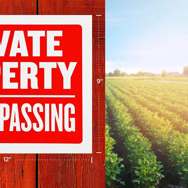 8 Pack Private Property No Trespassing Sign 9 x 12 Inch Weatherproof, Water Resistant, Easy to Mount, Durable Ink, Indoor and Outdoor Keep, for