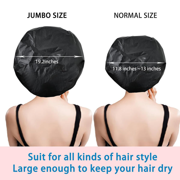 Jumbo Size Shower Cap 2 PCS Waterproof Shower Caps for Women, Extra Large Shower Cap, Reusable Super Large Bath Caps Hair Cap for Long Thick Curly