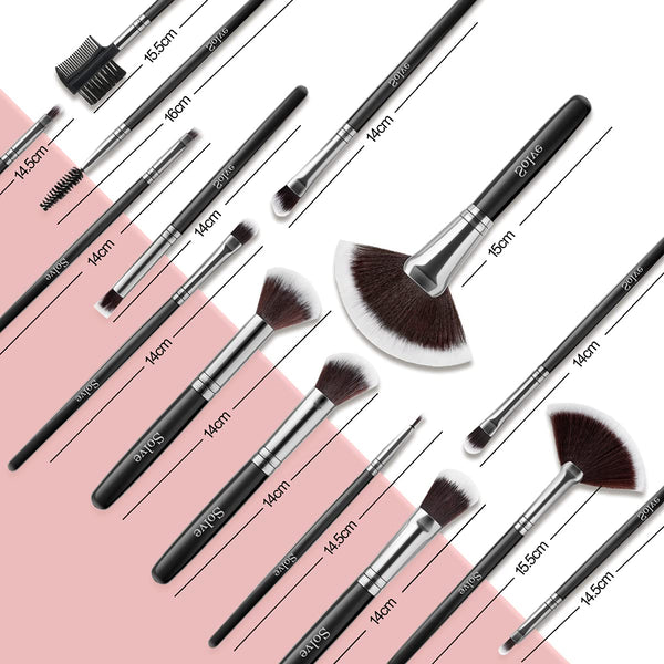Makeup Brush Set, SOLVE 32 Pieces Professional Makeup Brushes Wooden Handle Cosmetics Brushes Foundation Concealer Powder Face Eye Make up Brushes