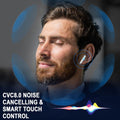 Wireless Earbuds, Bluetooth 5.4 Ear Buds, LED Power Display, 6D Bass Stereo Pearl White