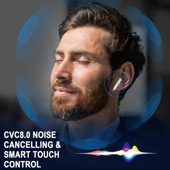 Wireless Earbuds, Bluetooth 5.4 Ear Buds, LED Power Display, 6D Bass Stereo Pear