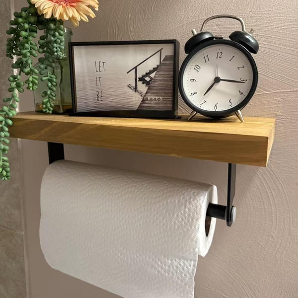 Aheucndg Under Cabinet Paper Towel Holder, Black | Self Adhesive, Wall Mount, for Kitchen or Bathroom, Paper Towel Rack Black 1pack