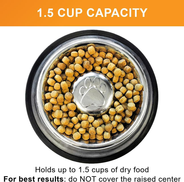 Neater Pet Brands Stainless Steel Slow Feed Bowl - Non-Tip & Non-Skid - Stops Do