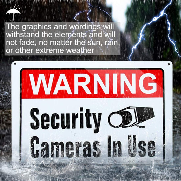 Large Video Surveillance Sign, Security Cameras In Use, 10x14, 2 Pack | UV Printed Rust-Free Aluminum; Weatherproof For Home, Business, Gate,