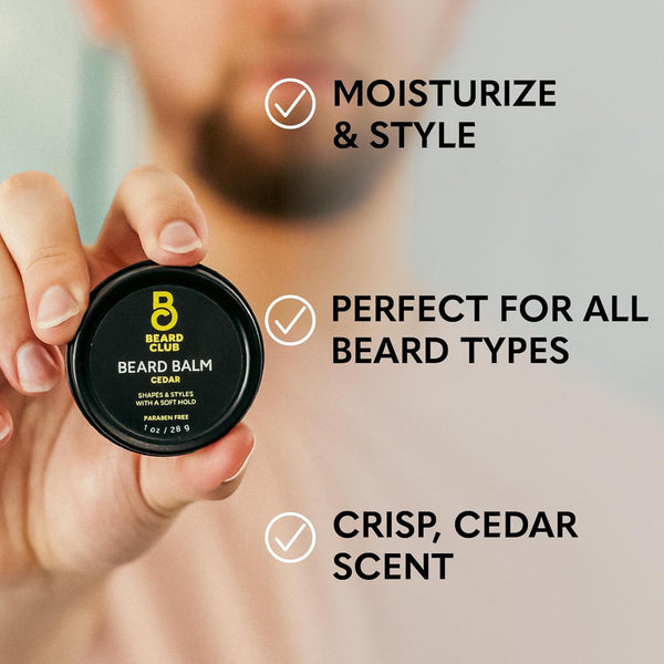 The Beard Club Beard Care Kit & Mens Grooming Kit - Essentials for a Healthier Looking, Stylish Facial Hair - Straight Edge Razor, Shampoo, Cedar