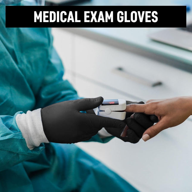 Dre Health Synthetic Nitrile Black Disposable Gloves Medium -100 PK No Latex Med