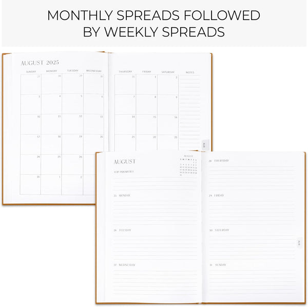 Beautiful 2025 Daily Planner - 7" x 10" Planner for Women or Men with Weekly & Monthly Spreads for Easy Planning - Beautiful Calendar Book to