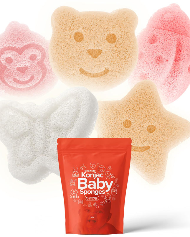 Konjac Baby Sponge for Bathing | Natural Cute Shapes | Kids Bath Sponges for Inf